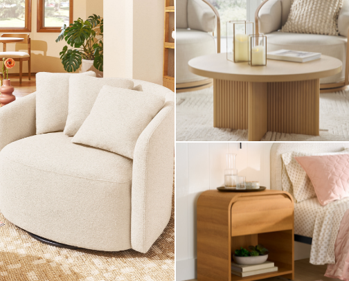 Home furniture to make your space feel warm and organic cover photo collage