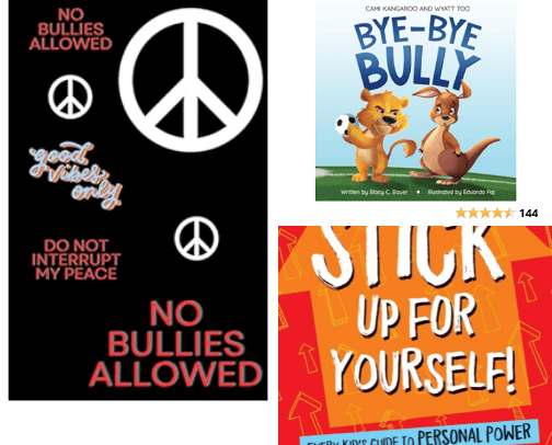 Favorite things to help a kid deal with bullying. cover photo collage