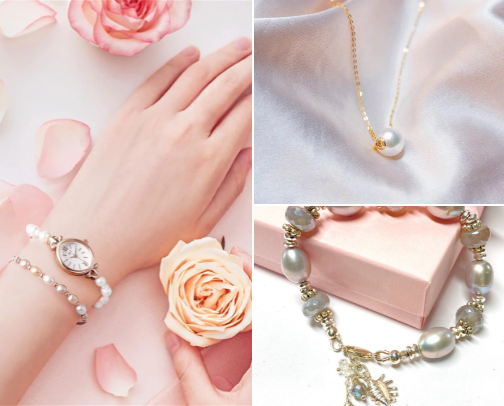 "Elegant Pearl Accessories Collection" cover photo collage