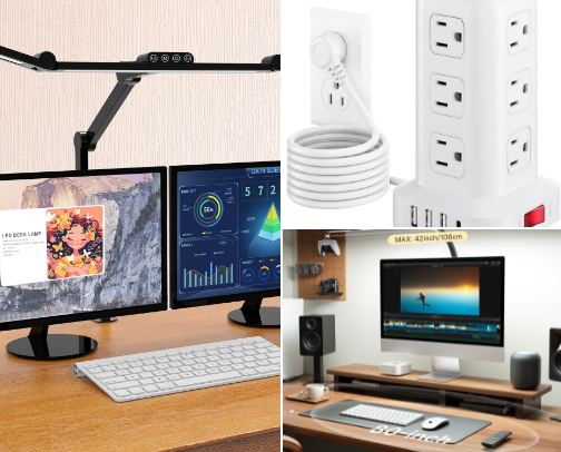 Aesthetic Work From Home Desk Setup 2026 cover photo collage
