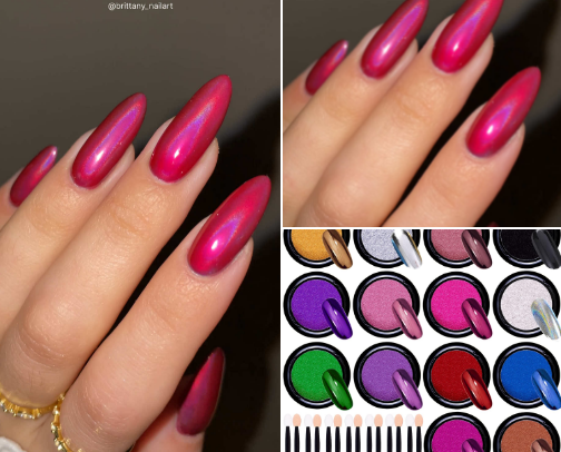 💿💖 pink holographic nails cover photo collage