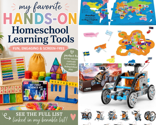 Hands-On Homeschool Learning Tools cover photo collage