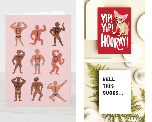 Funny and Weird Greeting Cards for Every Occasion cover photo collage