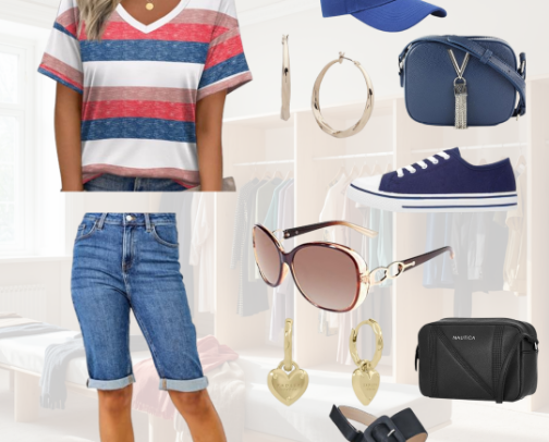 UK Plus Size Denim Shorts Outfit Idea | Casual Summer Style cover photo collage