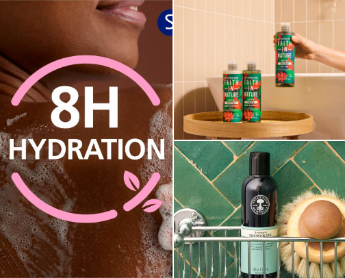 Non toxic shower gels cover photo collage