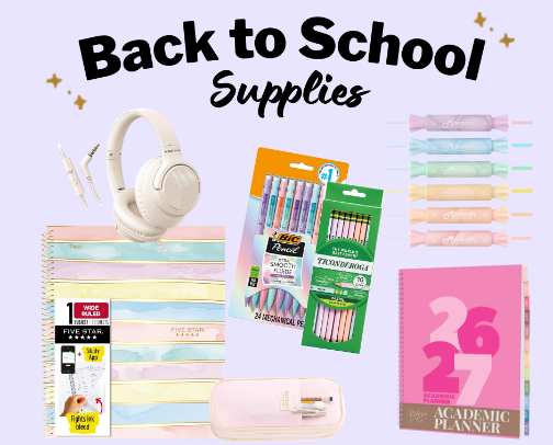 Back to school supplies cover photo collage