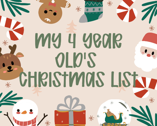 Things my 4 year old wants for Christmas cover photo collage
