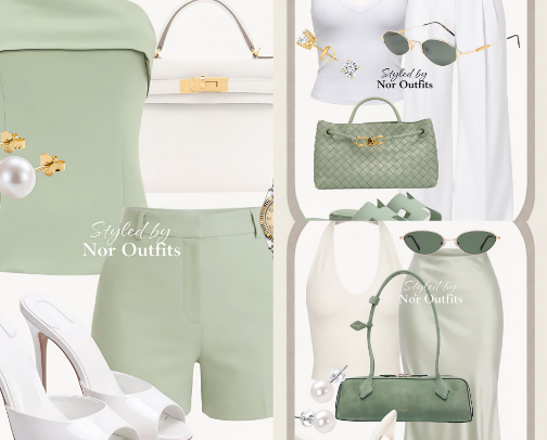 Sage Green & White Capsule Outfits | Elegant Summer Fashion Inspiration for Women cover photo collage