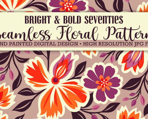 Floral Seamless Patterns from Creative Fabrica cover photo collage