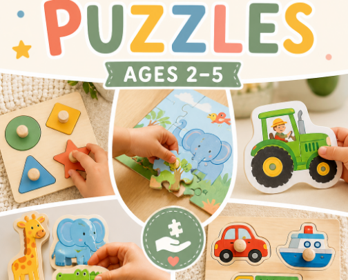 Puzzles for Fine Motor Skills for 2 year olds to 5 year olds and SEND cover photo collage