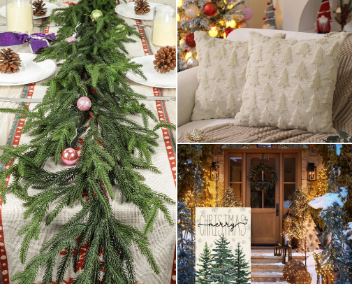 Earthy & Neutral Christmas Decor cover photo collage
