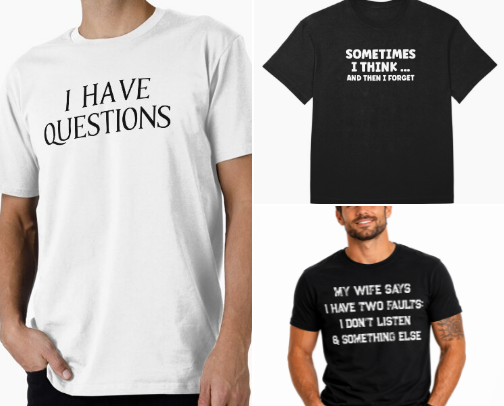 Funny and quirky t-shirts that will make great gifts. cover photo collage