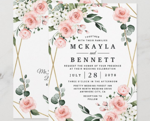 Blush Pink Floral Romantic Wedding Invitation Designs for Your Special Day cover photo collage