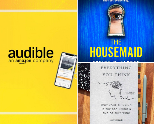 Audible - Best Books! Listen While You Work or Drive cover photo collage