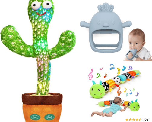 My fav baby toys 0-6 months cover photo collage