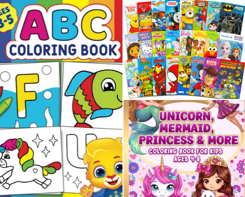 Best Coloring & Activity Books for Kids cover photo collage