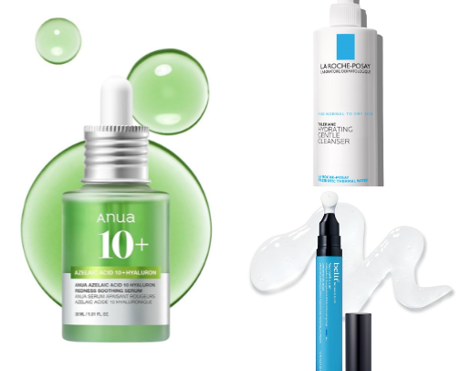 My morning and night skincare routines for acne prone and sensitive skin cover photo collage