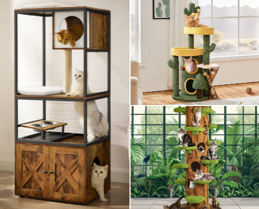 Cat Tree Towers & Scratching Posts - Unique Designs cover photo collage