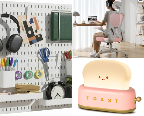 Dreamy desk setup starter pack cover photo collage