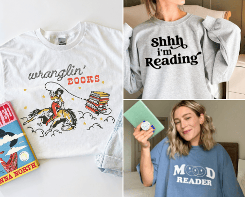 bookish merch cover photo collage