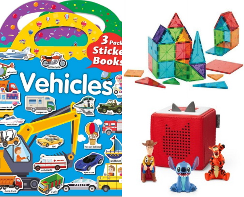 Toddler Road Trip Toy Guide cover photo collage