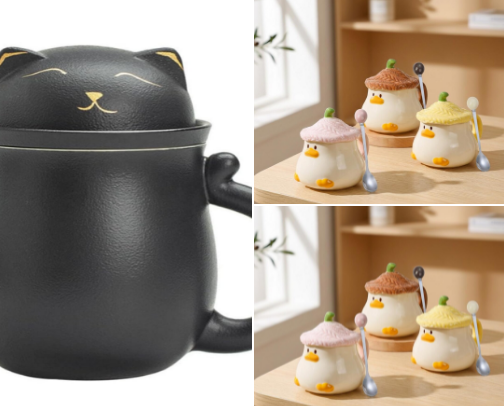 Cute Animal Mugs & Aesthetic Glasses cover photo collage
