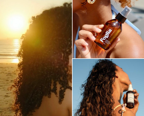 Curls vs Sun (uv protection products) cover photo collage