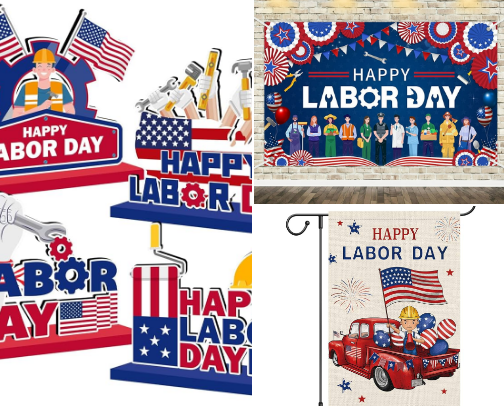 Labor Day Decor and Savings. cover photo collage
