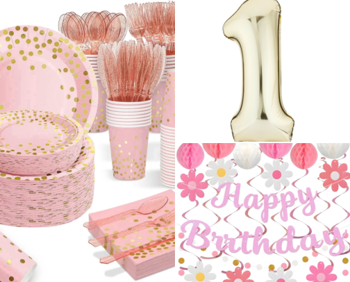 Baby Girl's 1st Birthday cover photo collage
