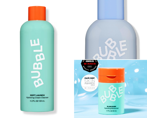 bubble skincare for skin types (am/pm)💌 code TEAIRRABRBX for 10% off cover photo collage