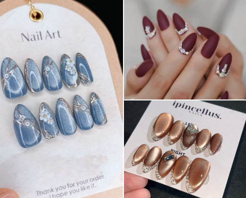 Gorgeous press-on nails for the New Year cover photo collage