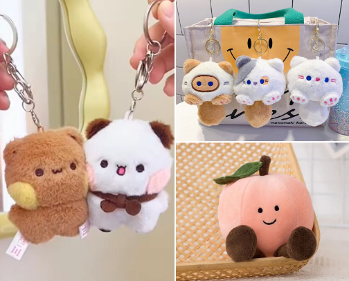 Plushies of all sizes cover photo collage