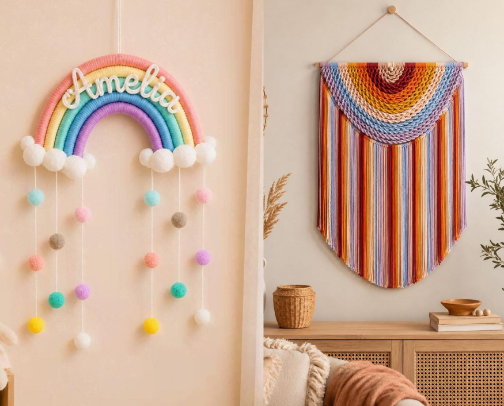 The Cutest Macrame Rainbow Wall Hangings cover photo collage