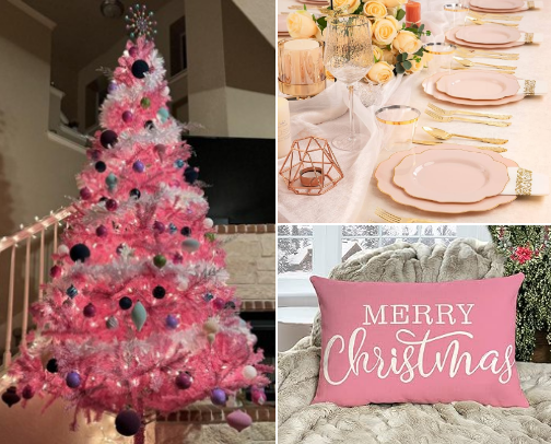 Must-Have Pink Christmas Decorations for a Glam & Cozy Holiday Home cover photo collage