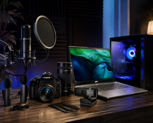 Build my Creator Studio on a Budget 🎙🤳 cover photo collage