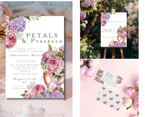 Effortless Elegance: The Complete Petals & Prosecco Bridal Shower Suite cover photo collage