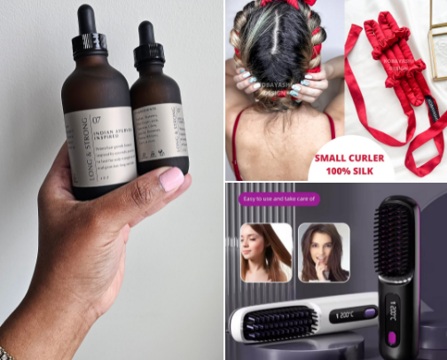 “Care today for hair that shines tomorrow.” cover photo collage