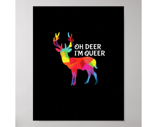 Oh Deer Queer Funny Pun LGBT Pride Design cover photo collage