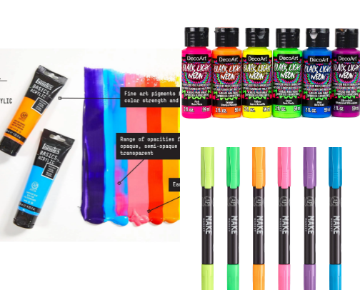 UV Reactive Art Materials cover photo collage