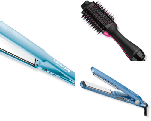 Hair styling tools cover photo collage