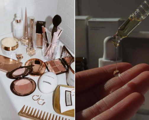 Beauty products cover photo collage