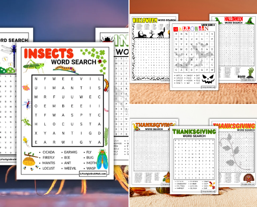 Free Printable Word Search Puzzles cover photo collage