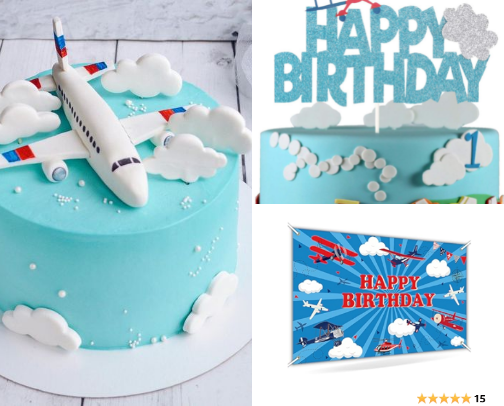 Airplane birthday party cover photo collage