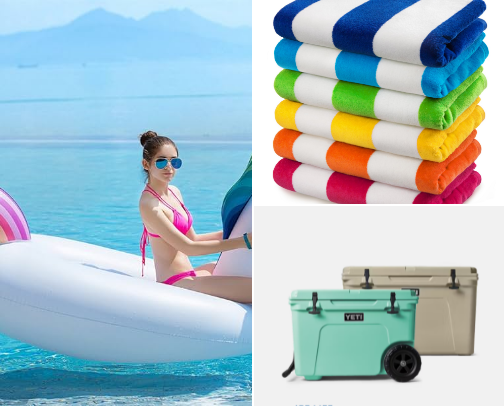 Summer beach and pool esentials!! cover photo collage