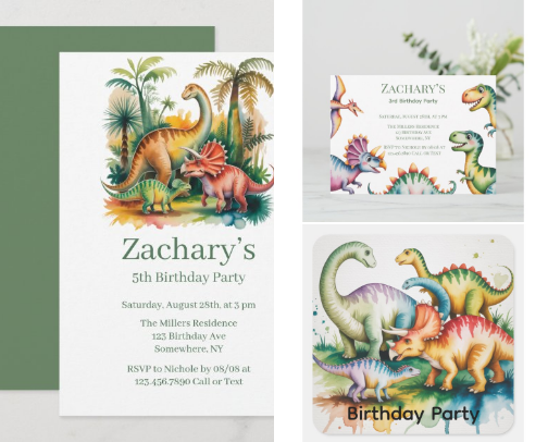 Dinosaur Theme Boy Birthday Party cover photo collage