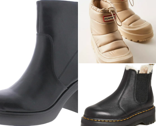 Winter shoes cover photo collage