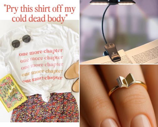 Read between the lines. Fun and unique gifts for bookworms (that are not books). cover photo collage