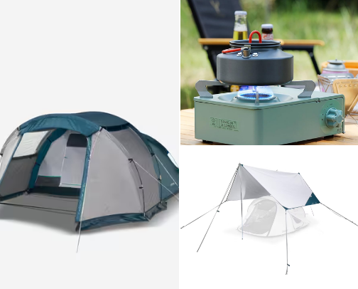 Camping gears cover photo collage