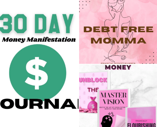 Heal Money Trauma Guides for Manifestation tips and Techniques cover photo collage