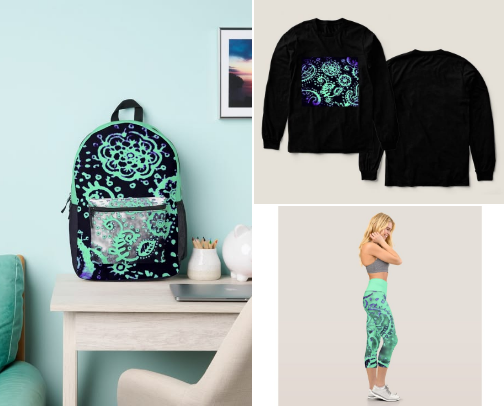 Gradient Bright Seafoam Purple Print Designs cover photo collage